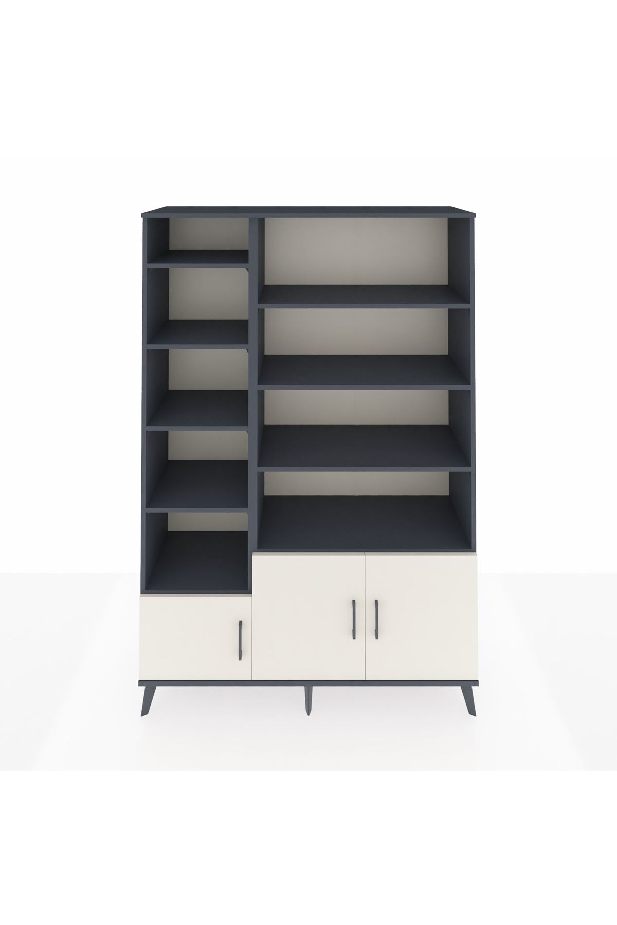 Hyperion Dolap 10 Raflı 3 Kapaklı 132x44x195 Antrasit-Aytaşı/Antrasit