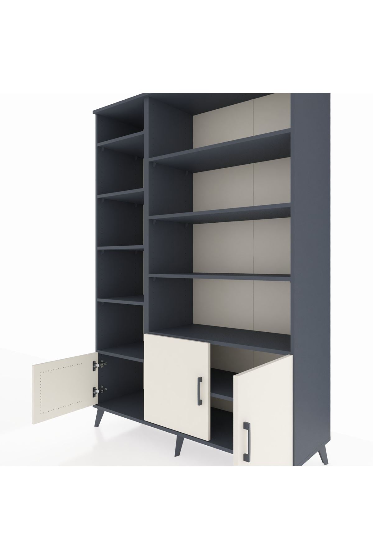 Hyperion Dolap 10 Raflı 3 Kapaklı 132x44x195 Antrasit-Aytaşı/Antrasit