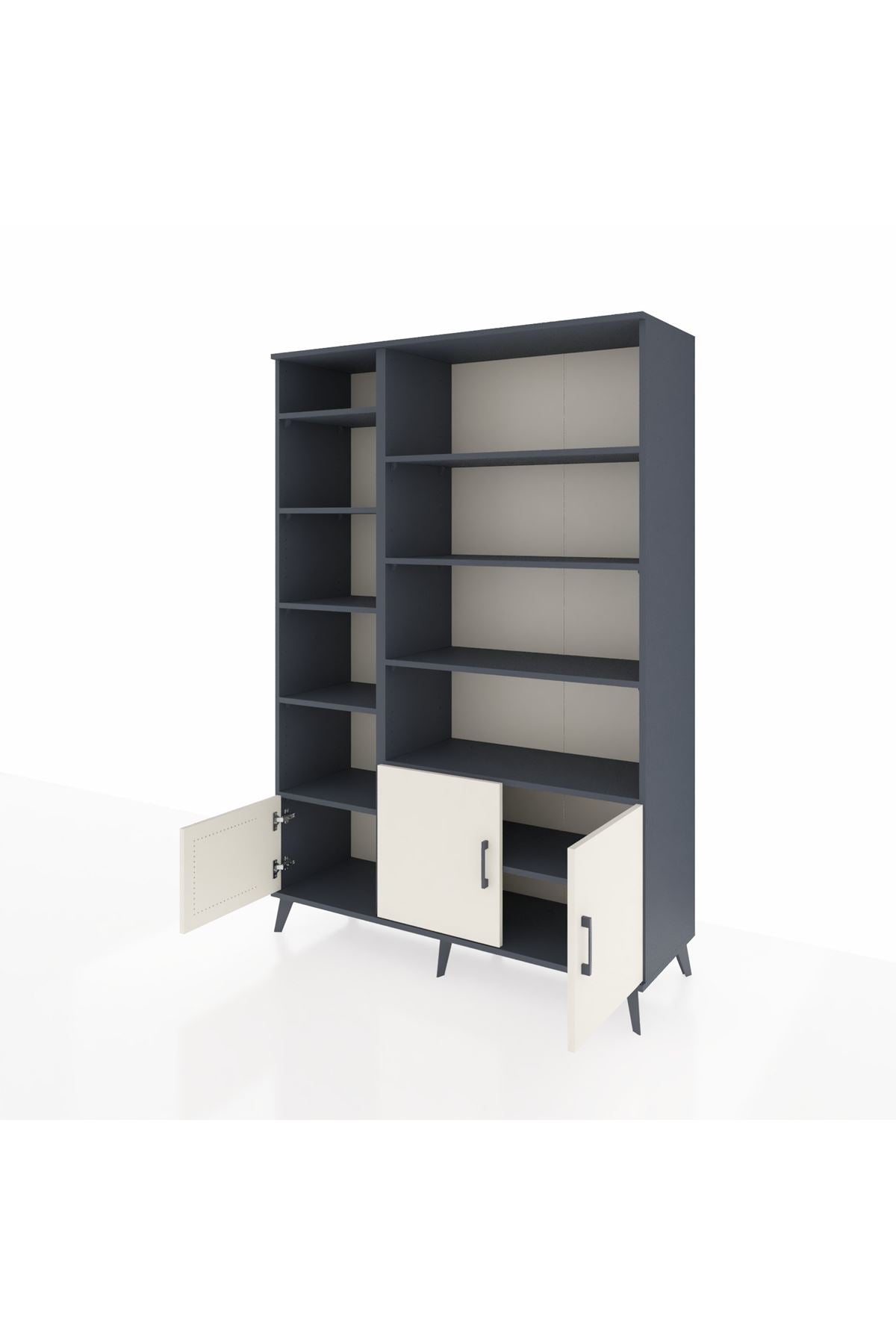 Hyperion Dolap 10 Raflı 3 Kapaklı 132x44x195 Antrasit-Aytaşı/Antrasit