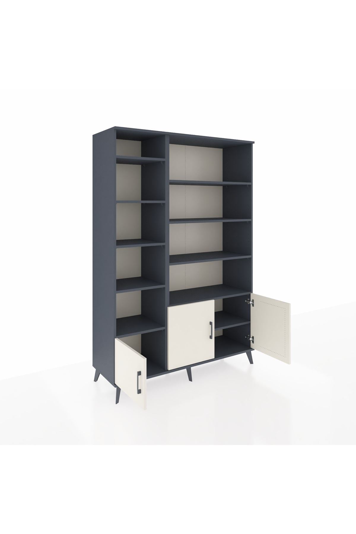 Hyperion Dolap 10 Raflı 3 Kapaklı 132x44x195 Antrasit-Aytaşı/Antrasit