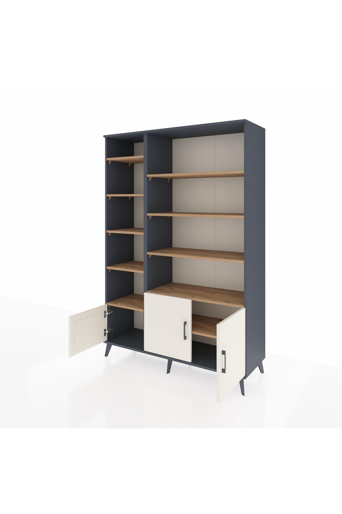 Hyperion Dolap 10 Raflı 3 Kapaklı 132x44x195 Antrasit-Aytaşı/Çam