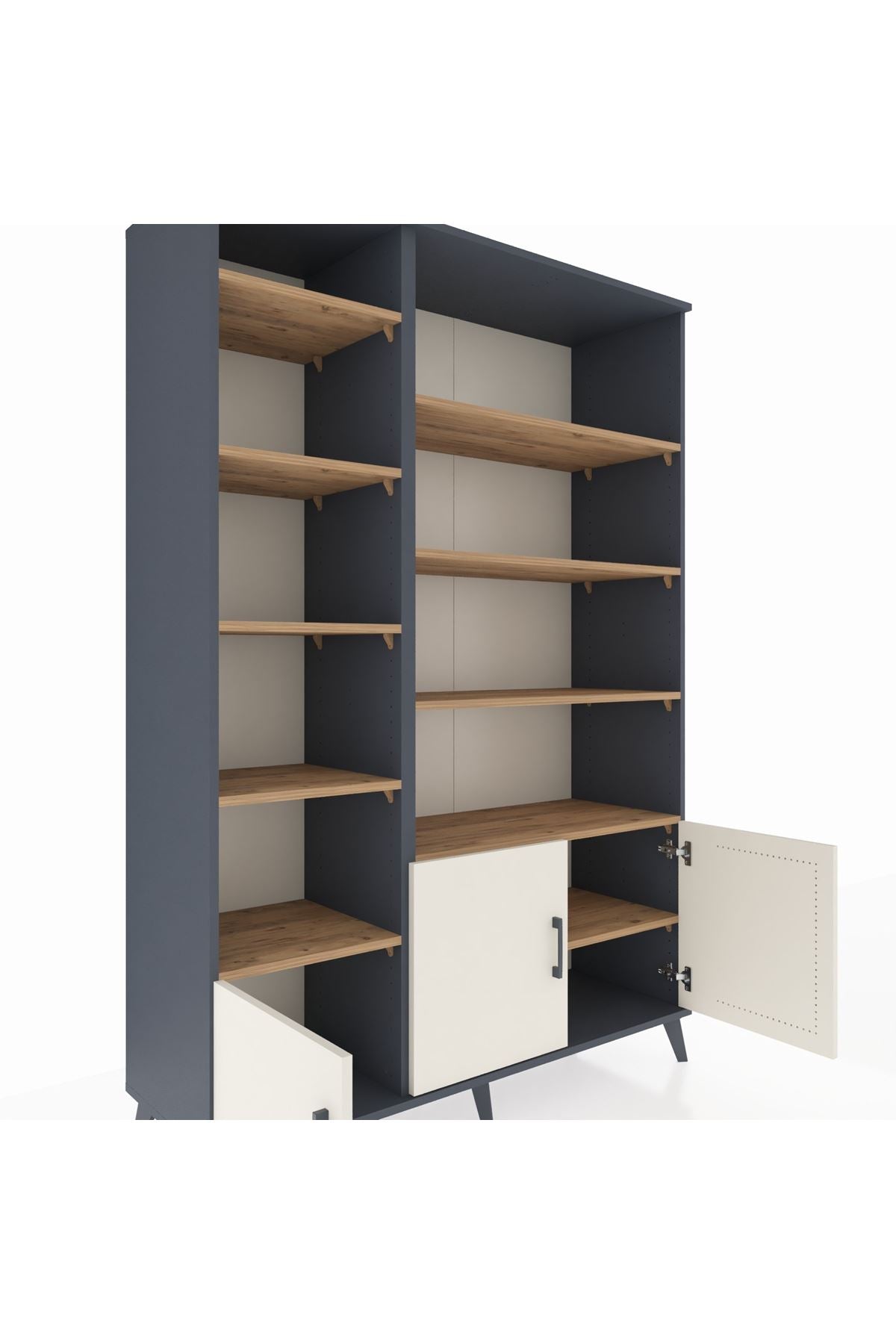 Hyperion Dolap 10 Raflı 3 Kapaklı 132x44x195 Antrasit-Aytaşı/Çam