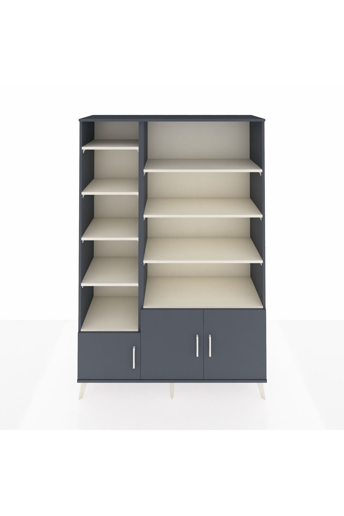 Hyperion Dolap 10 Raflı 3 Kapaklı 132x44x195 Antrasit-Antrasit/Aytaşı