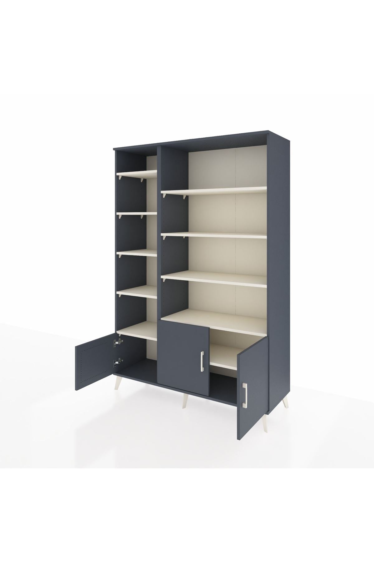 Hyperion Dolap 10 Raflı 3 Kapaklı 132x44x195 Antrasit-Antrasit/Aytaşı