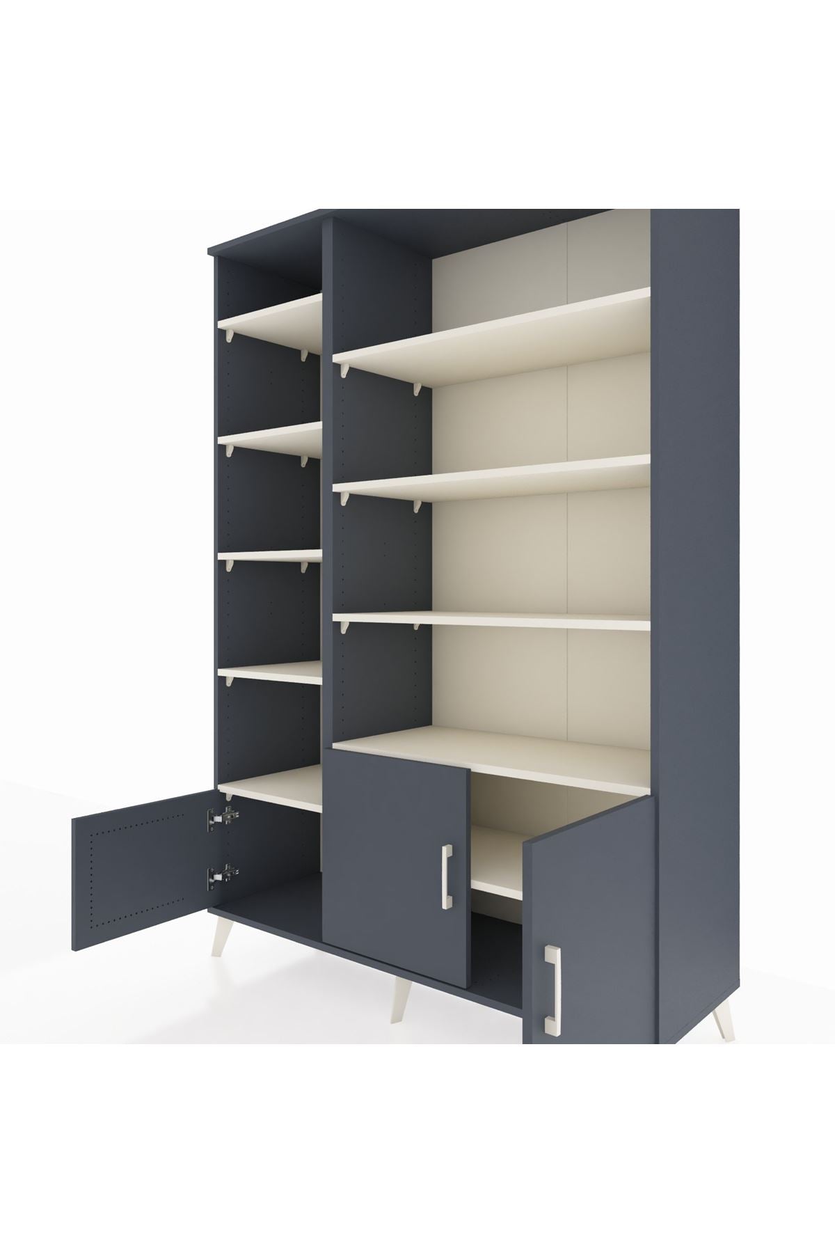 Hyperion Dolap 10 Raflı 3 Kapaklı 132x44x195 Antrasit-Antrasit/Aytaşı