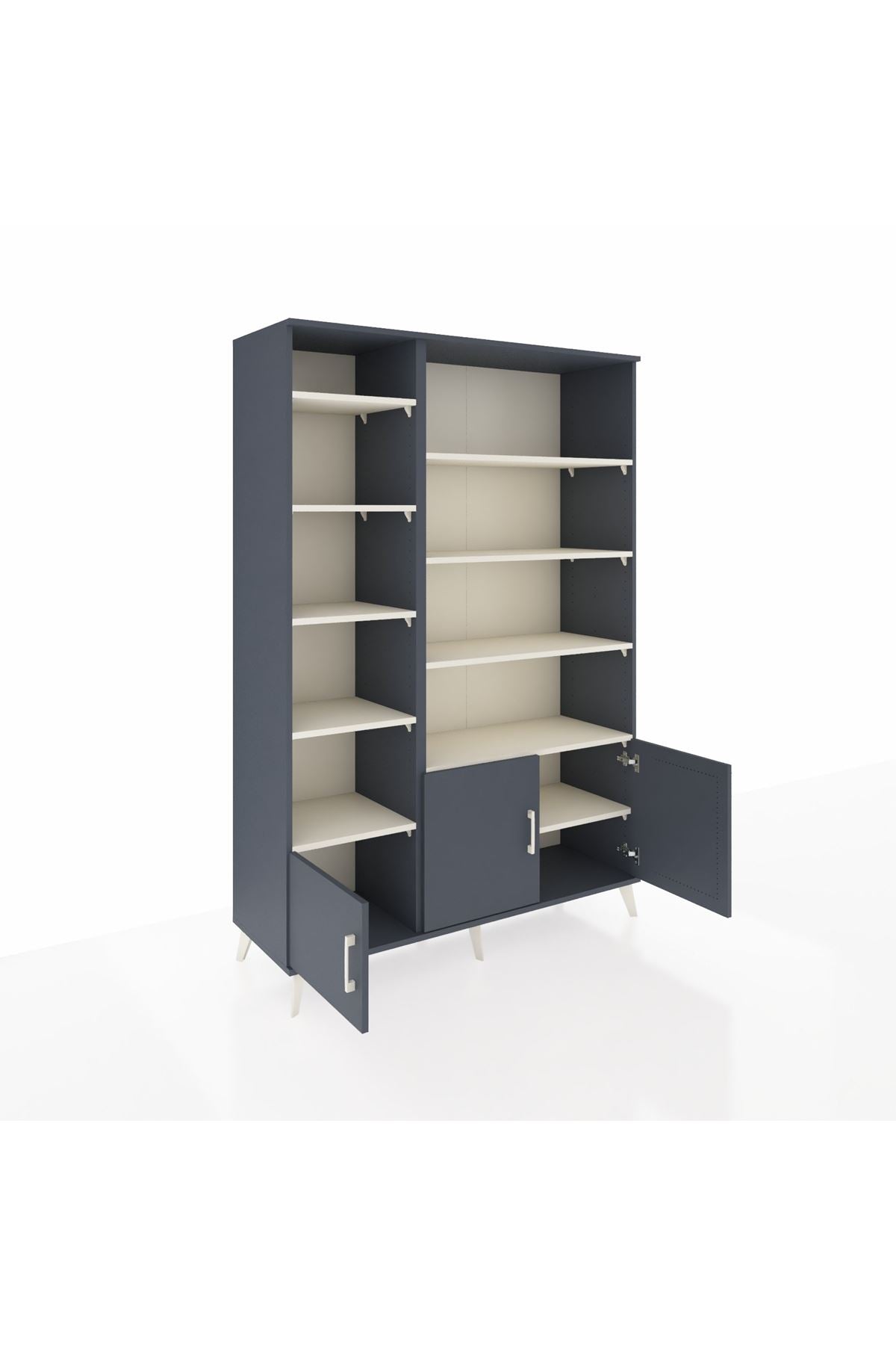 Hyperion Dolap 10 Raflı 3 Kapaklı 132x44x195 Antrasit-Antrasit/Aytaşı