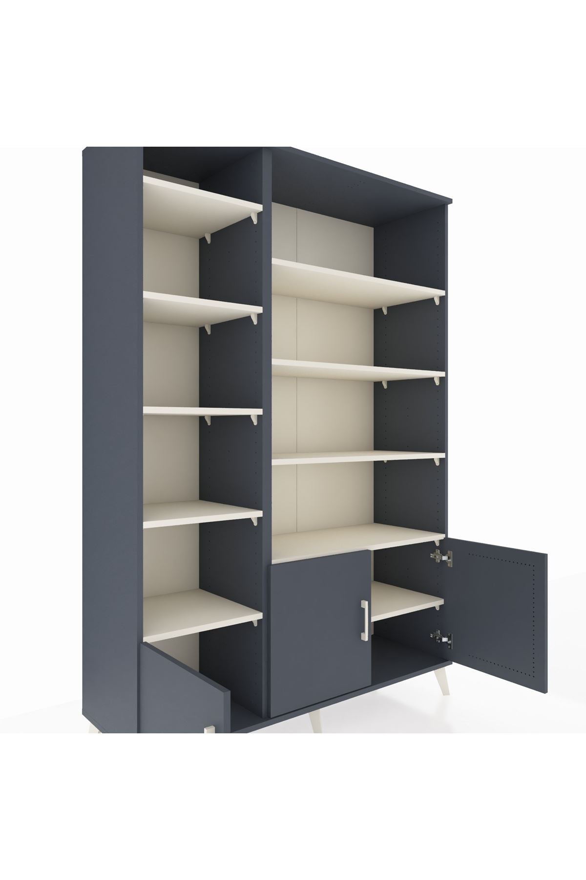 Hyperion Dolap 10 Raflı 3 Kapaklı 132x44x195 Antrasit-Antrasit/Aytaşı