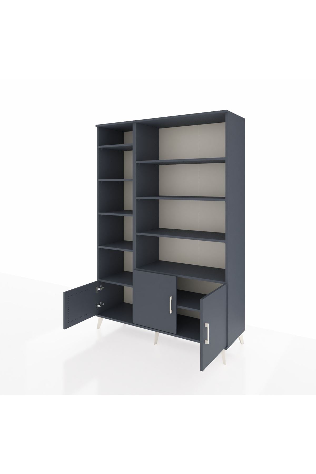 Hyperion Dolap 10 Raflı 3 Kapaklı 132x44x195 Antrasit-Antrasit/Antrasit