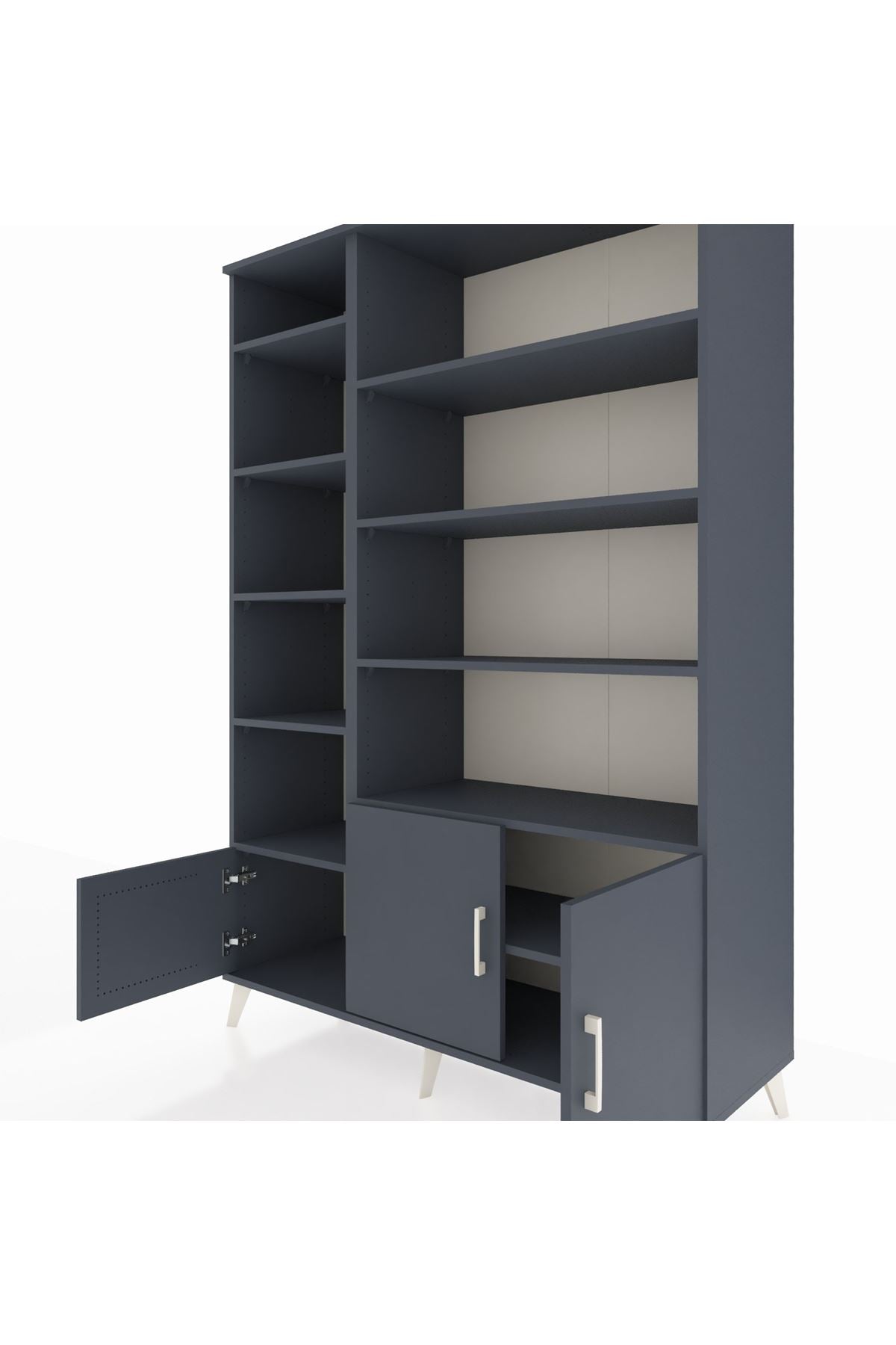 Hyperion Dolap 10 Raflı 3 Kapaklı 132x44x195 Antrasit-Antrasit/Antrasit