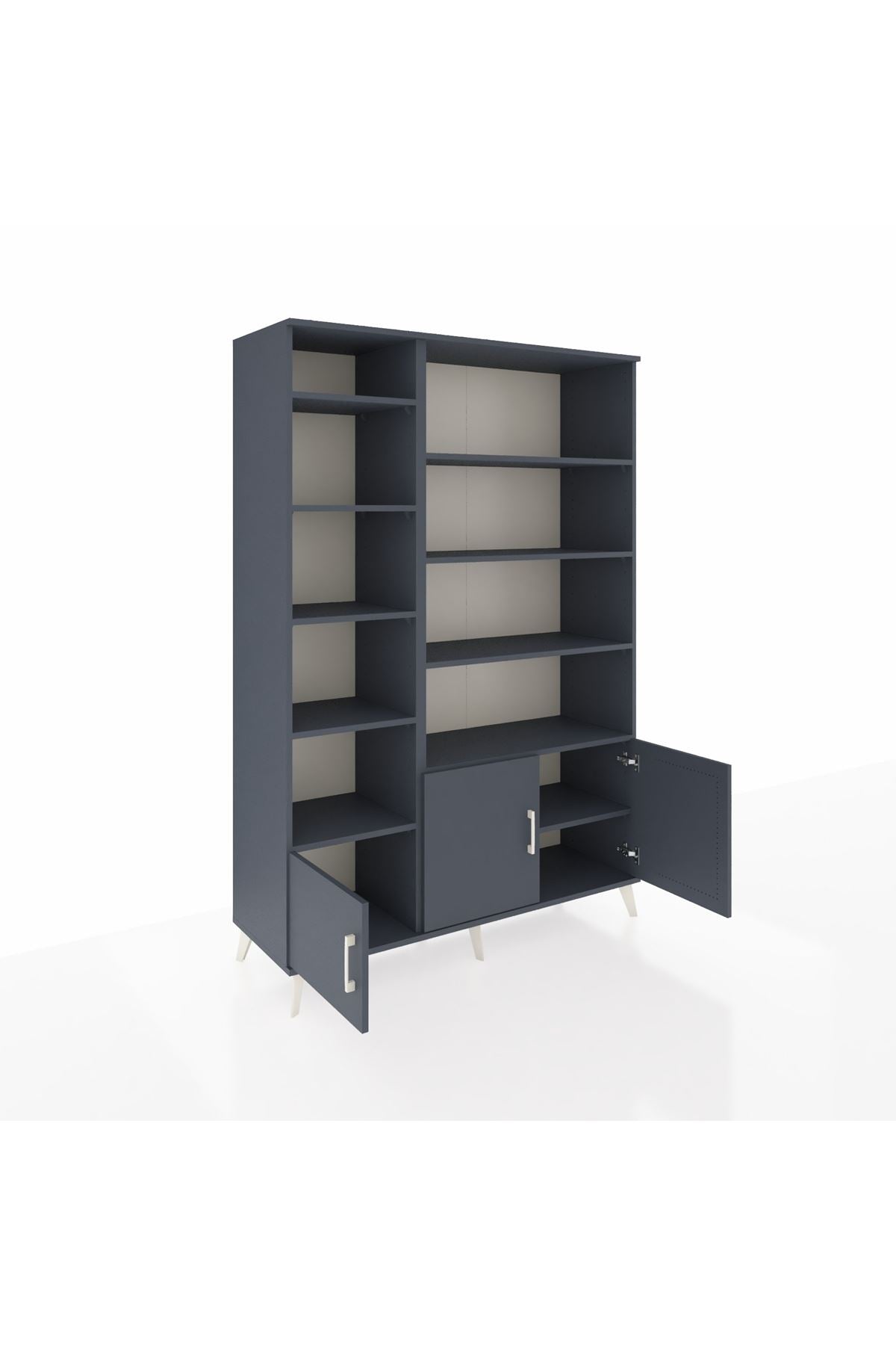 Hyperion Dolap 10 Raflı 3 Kapaklı 132x44x195 Antrasit-Antrasit/Antrasit