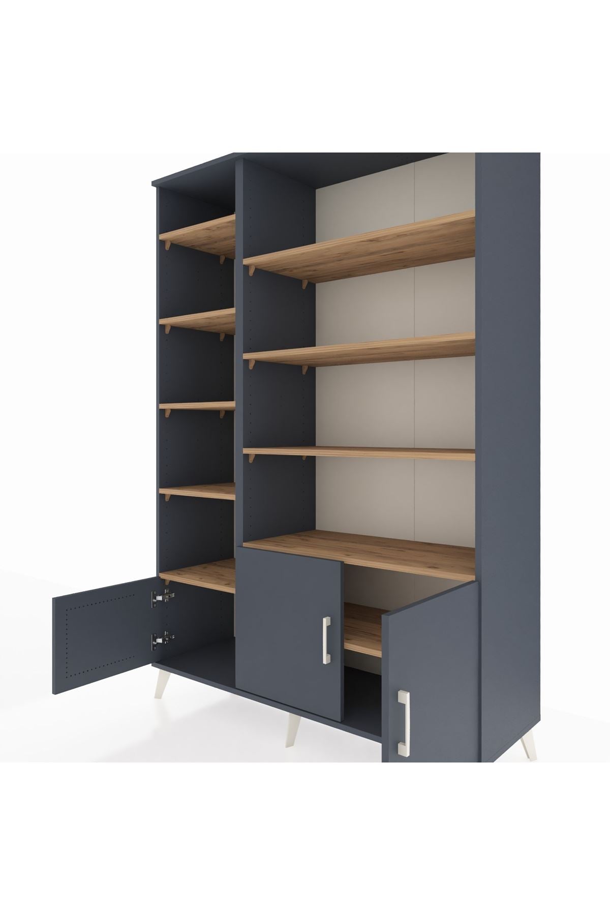 Hyperion Dolap 10 Raflı 3 Kapaklı 132x44x195 Antrasit-Antrasit/Çam