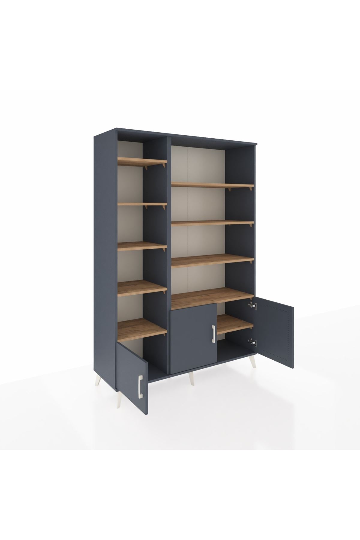 Hyperion Dolap 10 Raflı 3 Kapaklı 132x44x195 Antrasit-Antrasit/Çam