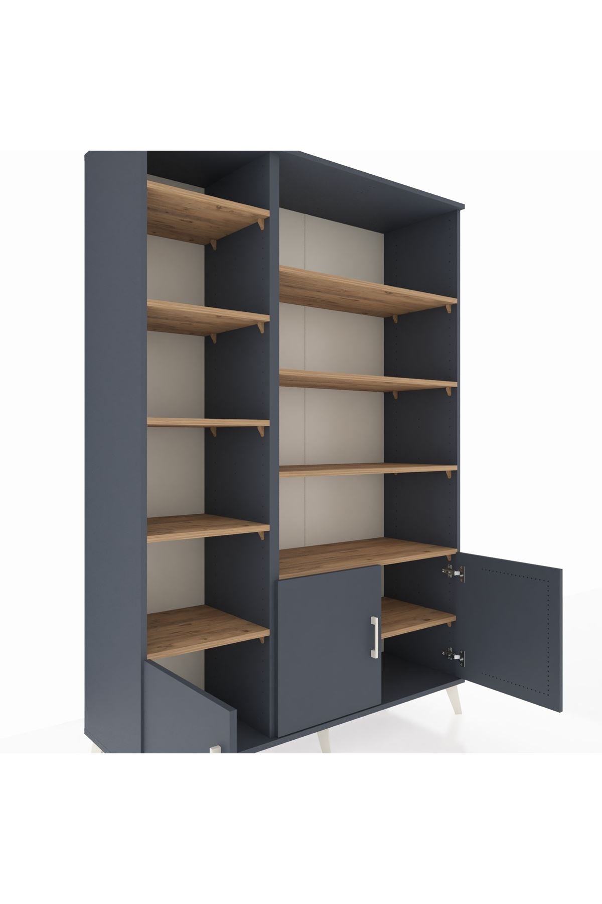 Hyperion Dolap 10 Raflı 3 Kapaklı 132x44x195 Antrasit-Antrasit/Çam