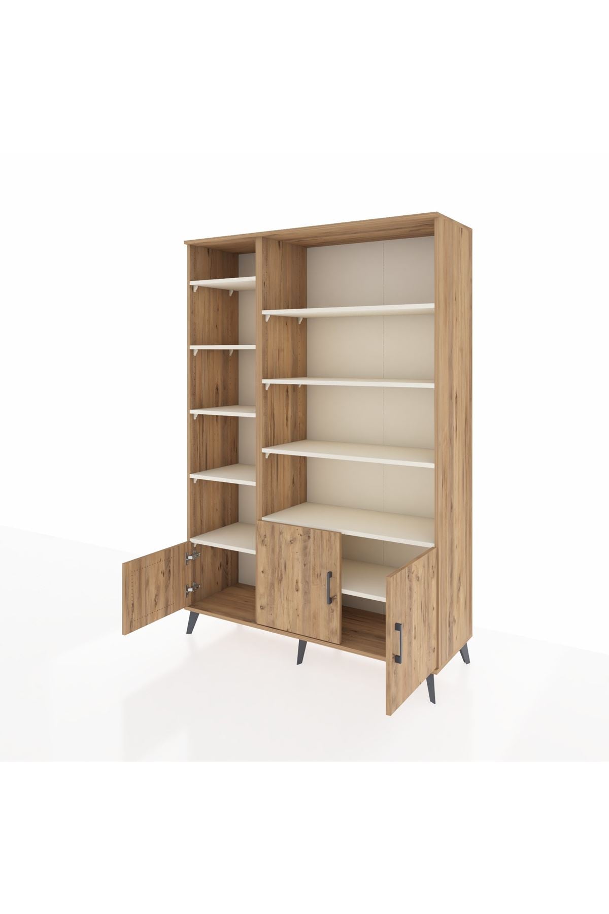 Hyperion Dolap 10 Raflı 3 Kapaklı 132x44x195 Çam-Çam/Aytaşı