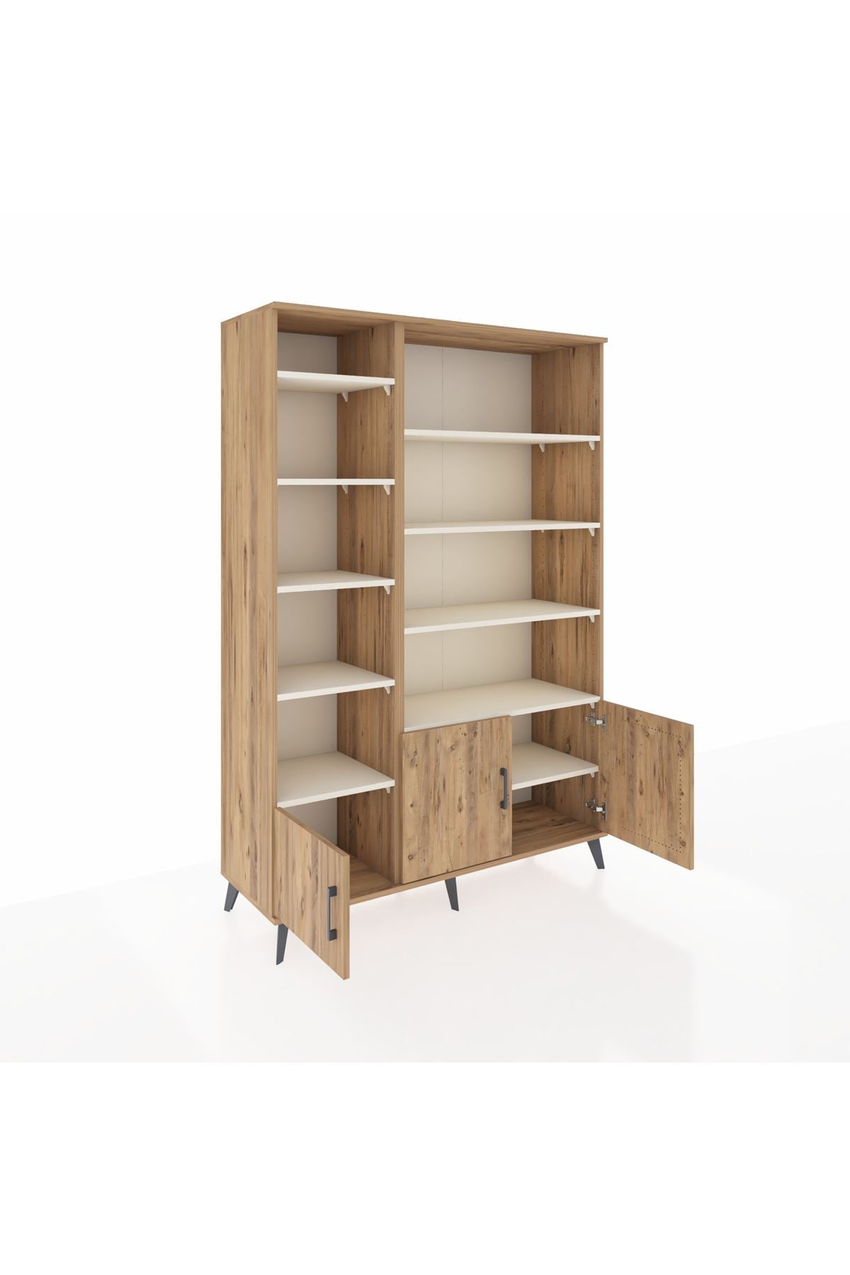 Hyperion Dolap 10 Raflı 3 Kapaklı 132x44x195 Çam-Çam/Aytaşı