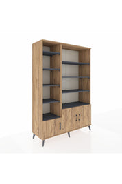 Hyperion Dolap 10 Raflı 3 Kapaklı 132x44x195 Çam-Çam/Antrasit