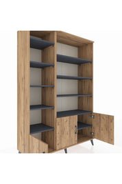 Hyperion Dolap 10 Raflı 3 Kapaklı 132x44x195 Çam-Çam/Antrasit