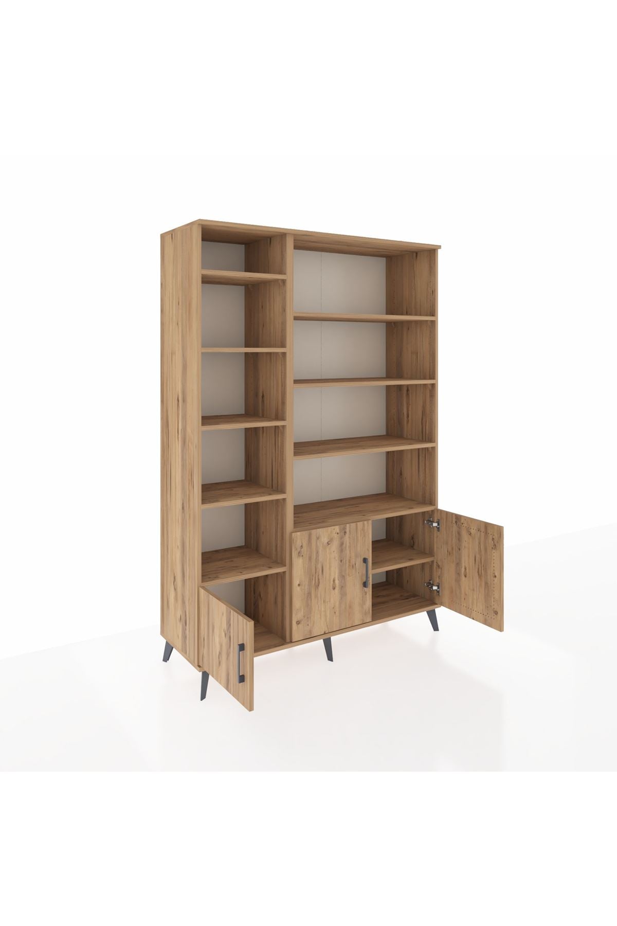 Hyperion Dolap 10 Raflı 3 Kapaklı 132x44x195 Çam-Çam/Çam