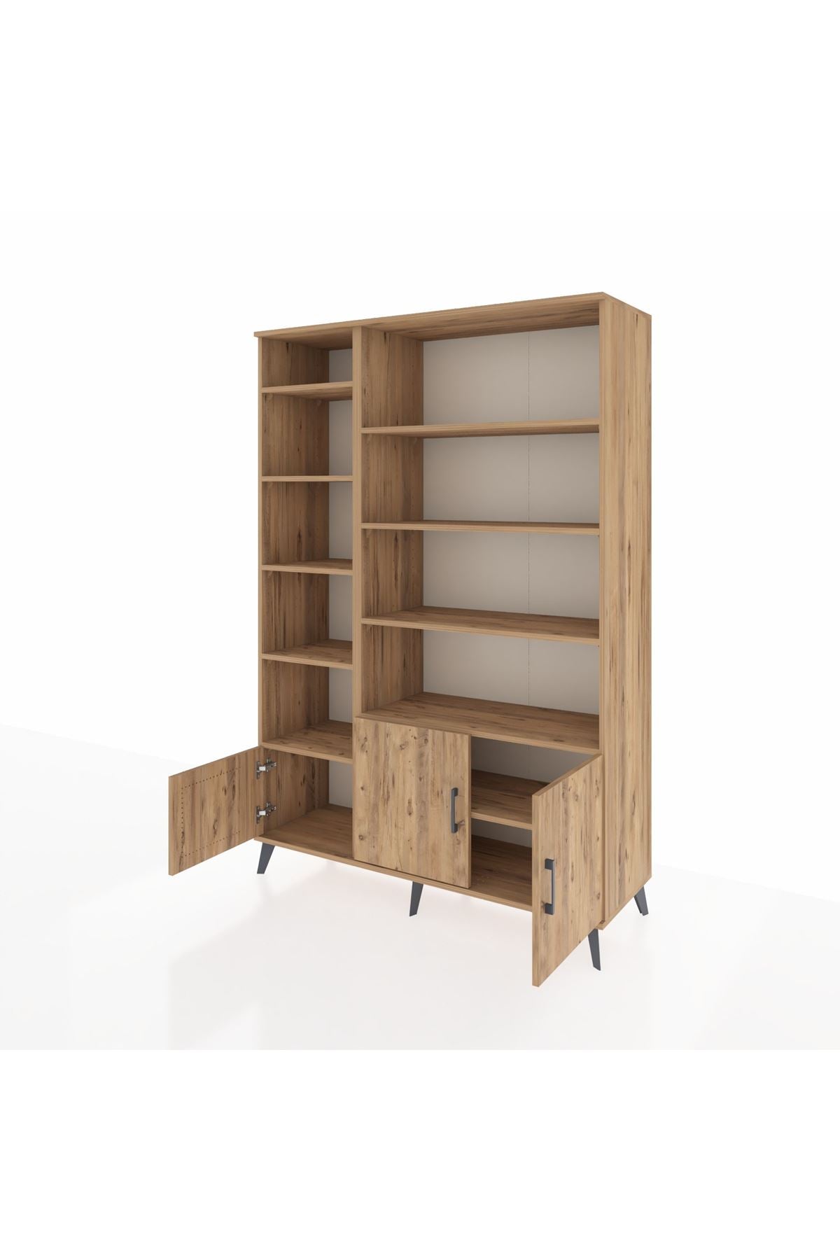 Hyperion Dolap 10 Raflı 3 Kapaklı 132x44x195 Çam-Çam/Çam