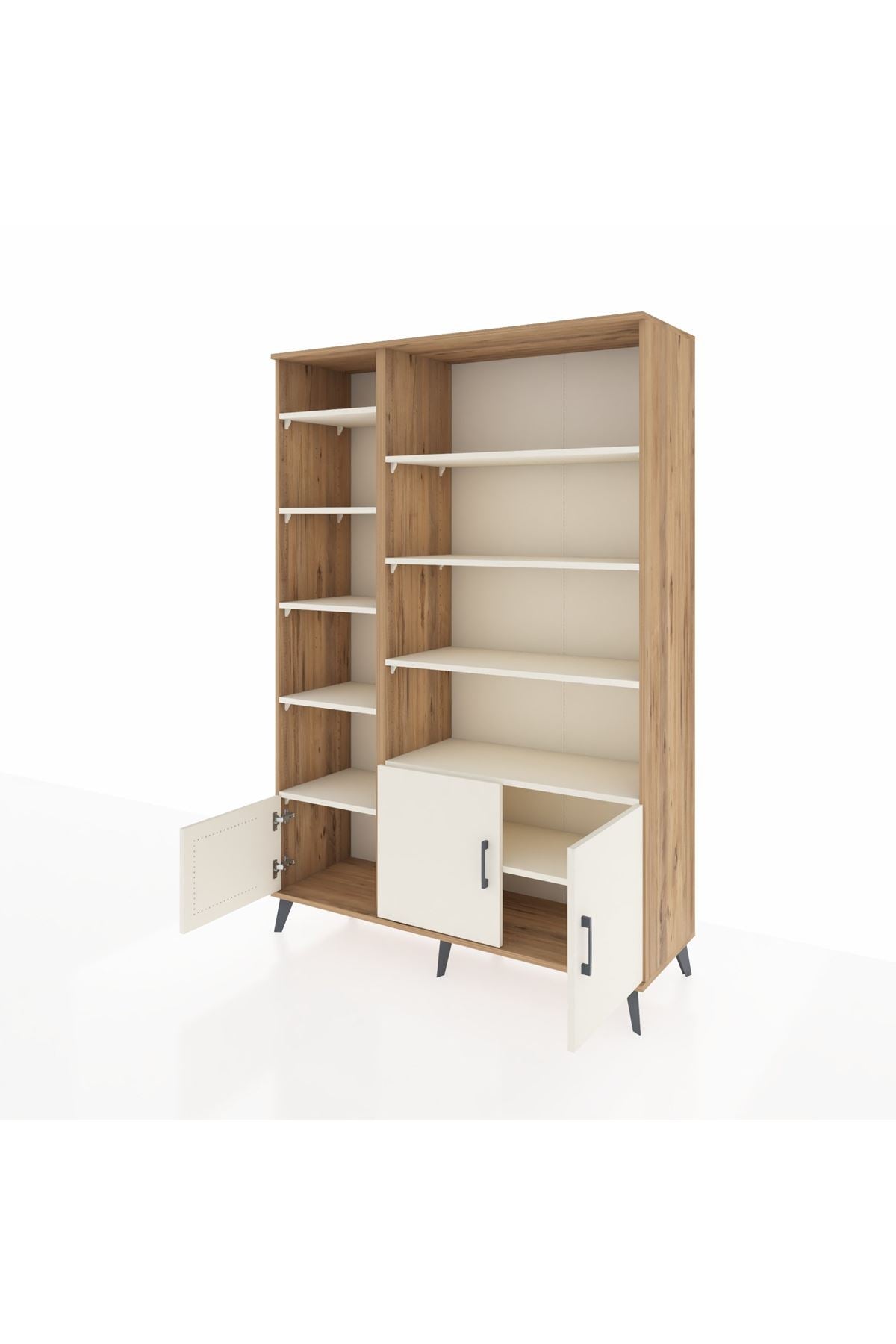 Hyperion Dolap 10 Raflı 3 Kapaklı 132x44x195 Çam-Aytaşı/Aytaşı