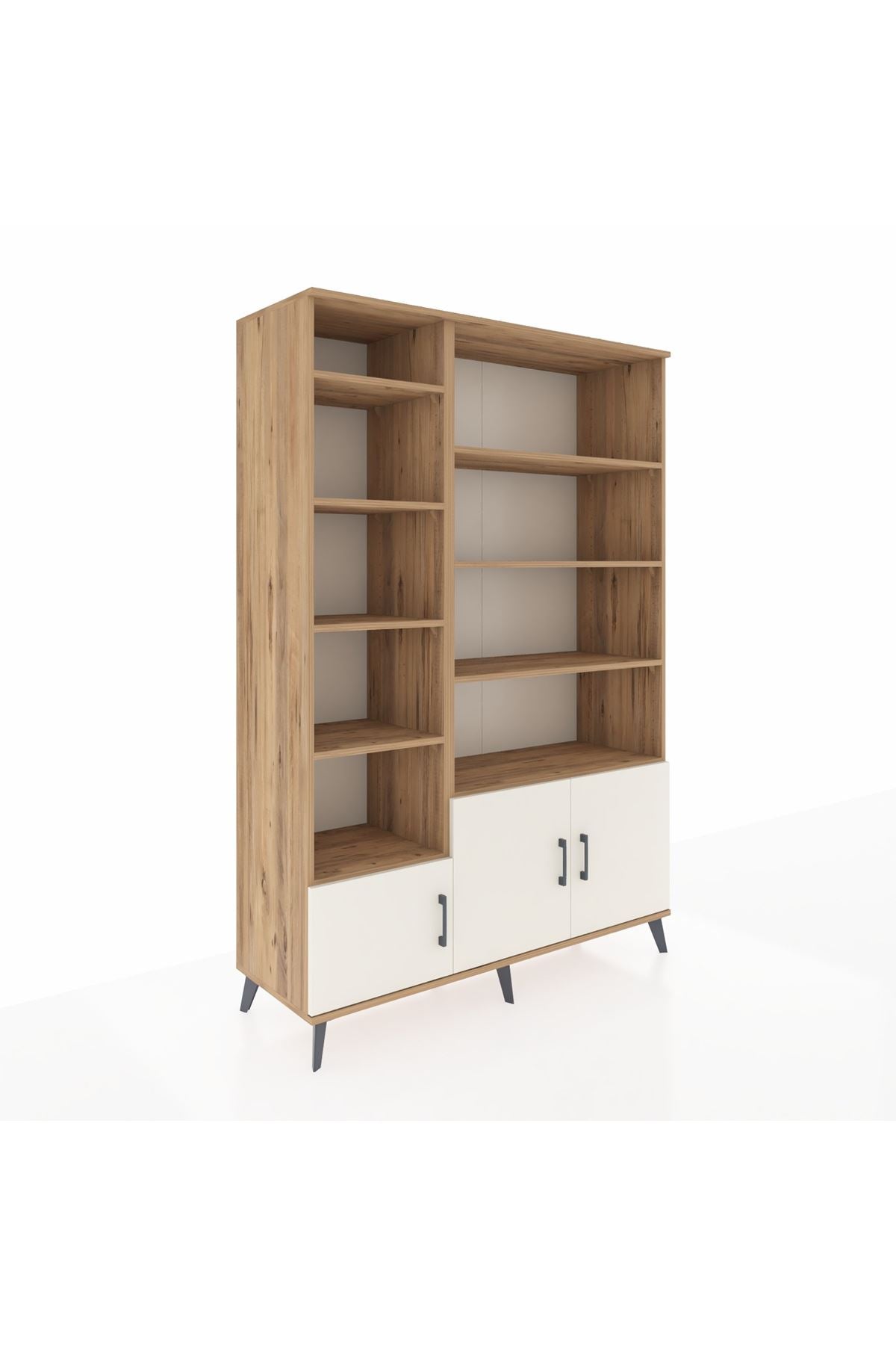 Hyperion Dolap 10 Raflı 3 Kapaklı 132x44x195 Çam-Aytaşı/Çam