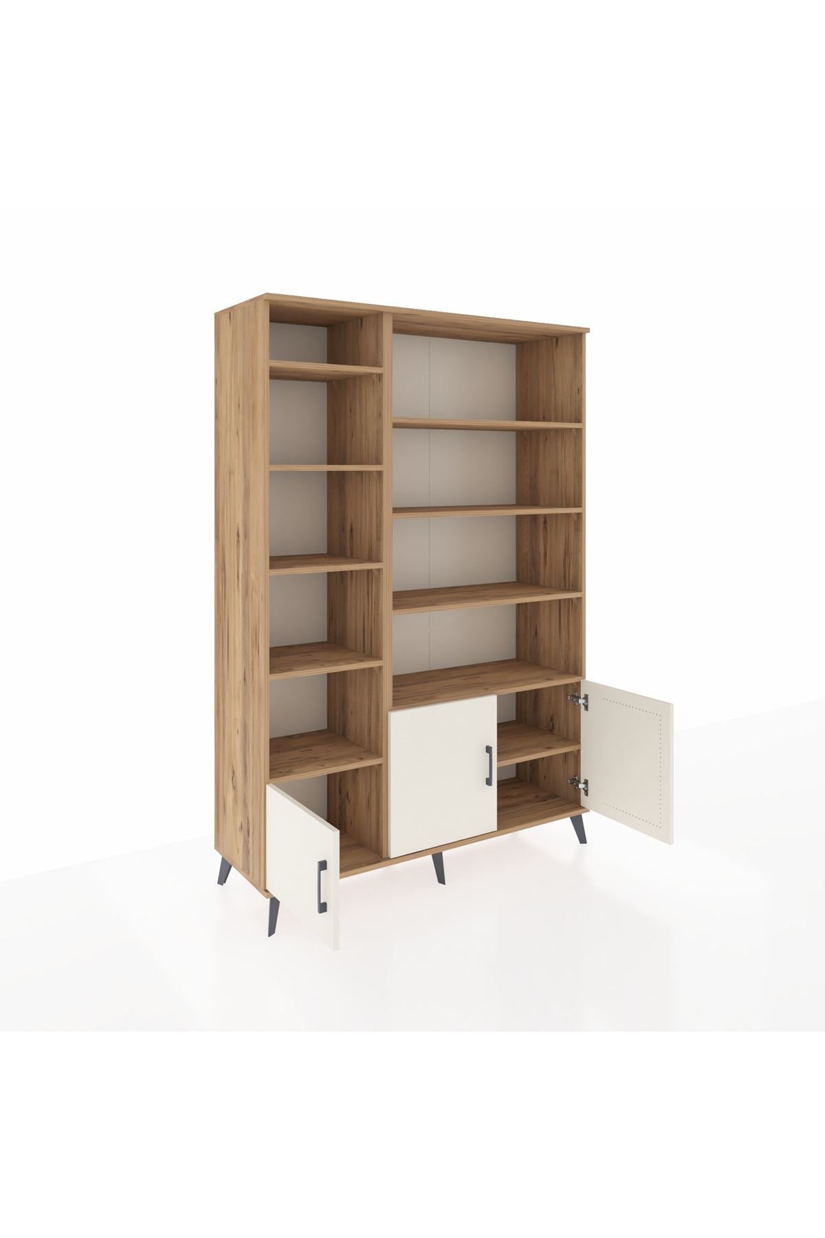 Hyperion Dolap 10 Raflı 3 Kapaklı 132x44x195 Çam-Aytaşı/Çam