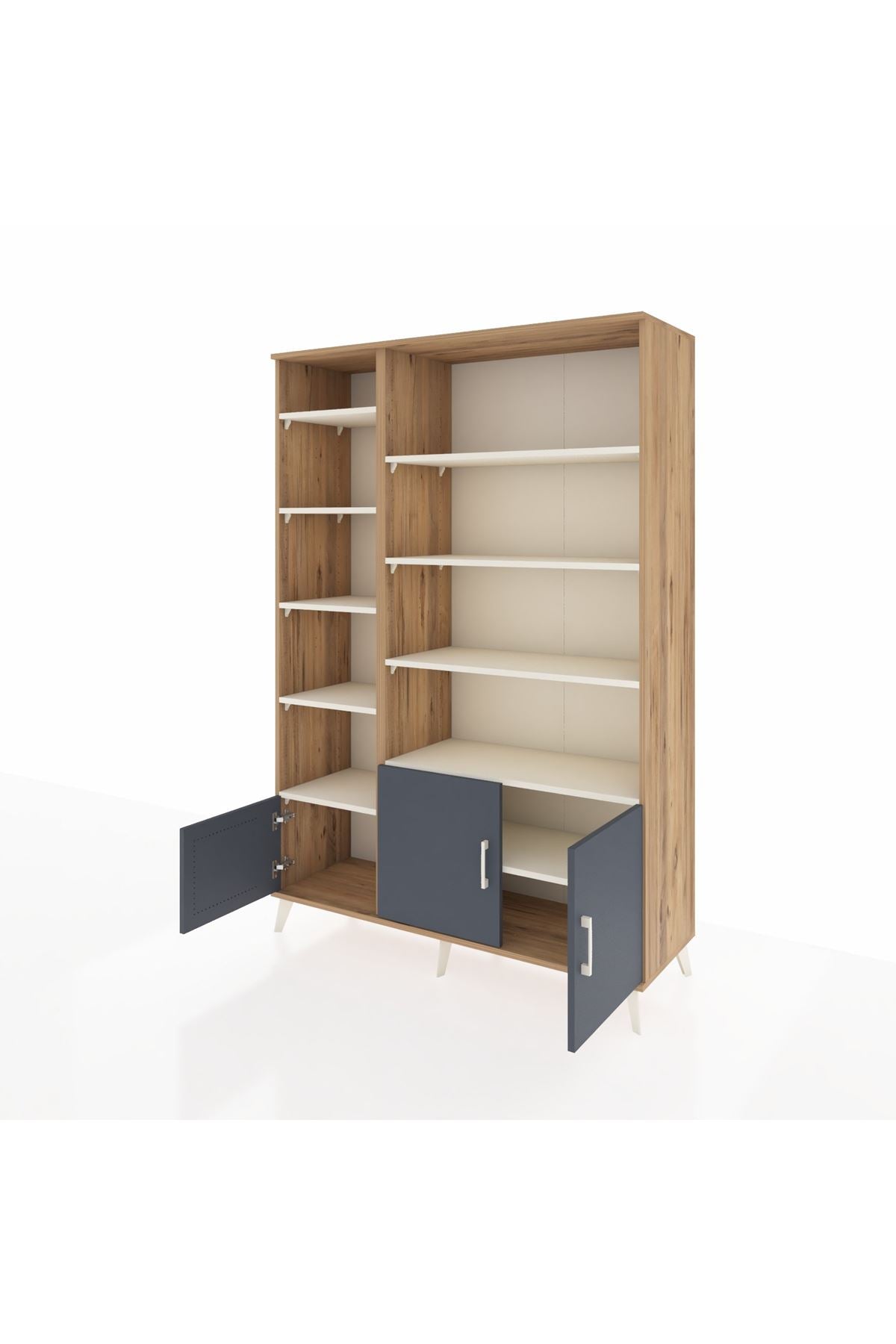 Hyperion Dolap 10 Raflı 3 Kapaklı 132x44x195 Çam-Antrasit/Aytaşı