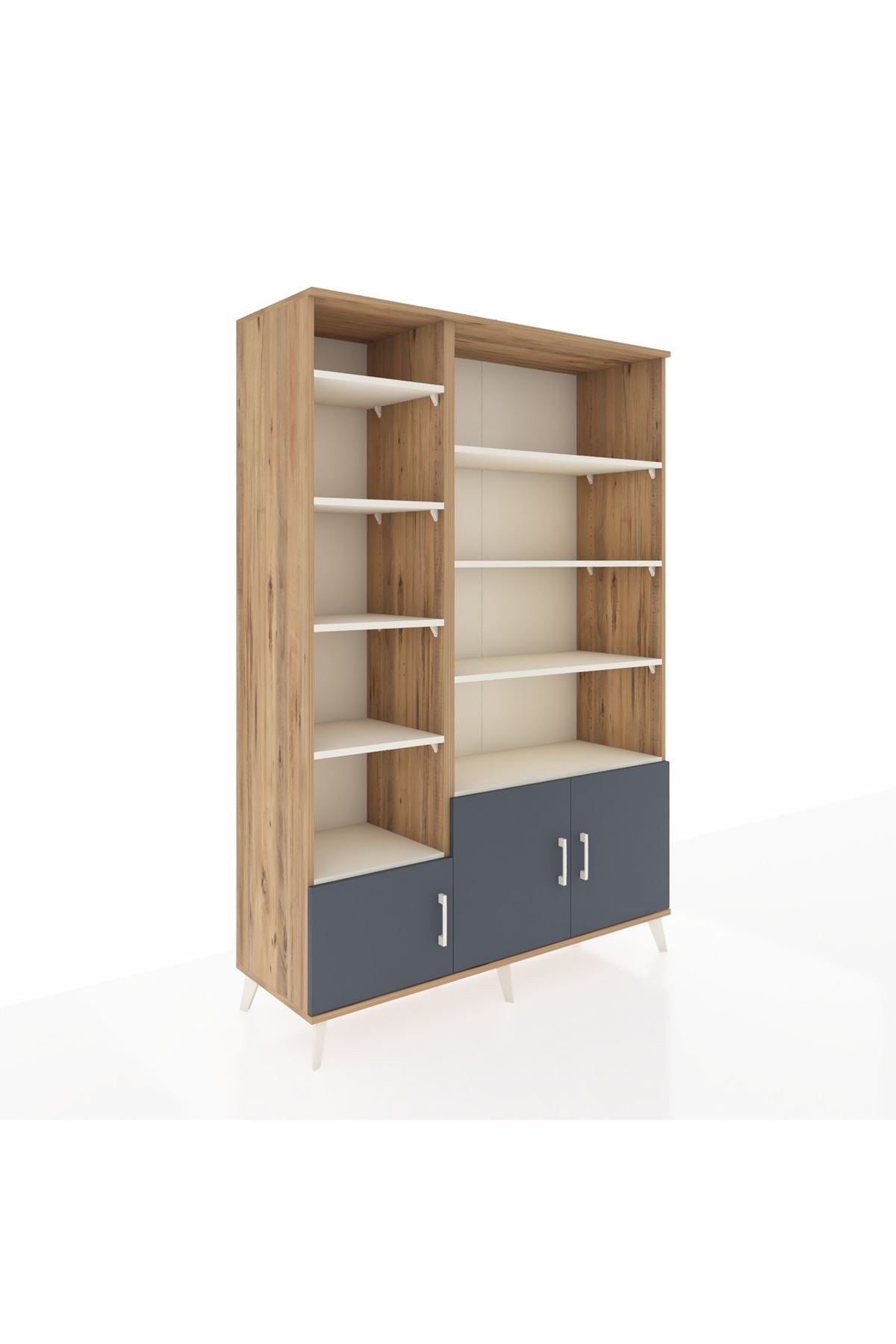 Hyperion Dolap 10 Raflı 3 Kapaklı 132x44x195 Çam-Antrasit/Aytaşı