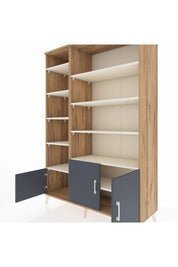 Hyperion Dolap 10 Raflı 3 Kapaklı 132x44x195 Çam-Antrasit/Aytaşı