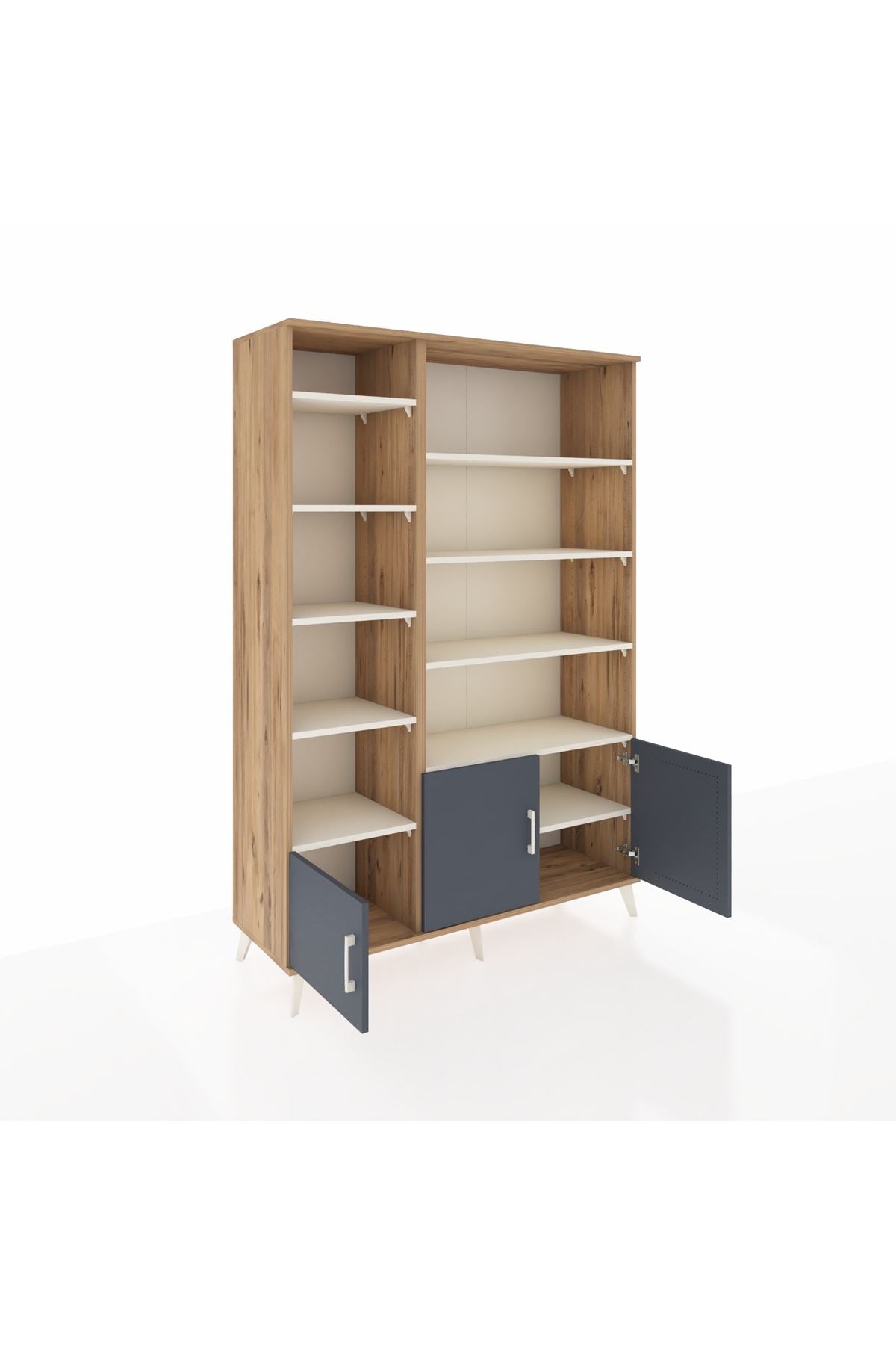 Hyperion Dolap 10 Raflı 3 Kapaklı 132x44x195 Çam-Antrasit/Aytaşı