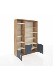 Hyperion Dolap 10 Raflı 3 Kapaklı 132x44x195 Çam-Antrasit/Aytaşı