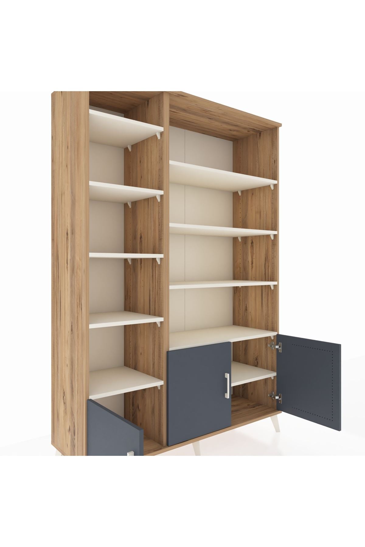 Hyperion Dolap 10 Raflı 3 Kapaklı 132x44x195 Çam-Antrasit/Aytaşı