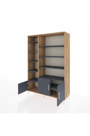 Hyperion Dolap 10 Raflı 3 Kapaklı 132x44x195 Çam-Antrasit/Antrasit