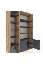 Hyperion Dolap 10 Raflı 3 Kapaklı 132x44x195 Çam-Antrasit/Antrasit