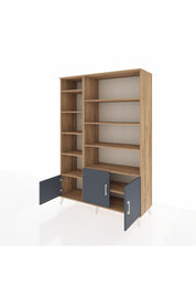 Hyperion Dolap 10 Raflı 3 Kapaklı 132x44x195 Çam-Antrasit/Çam