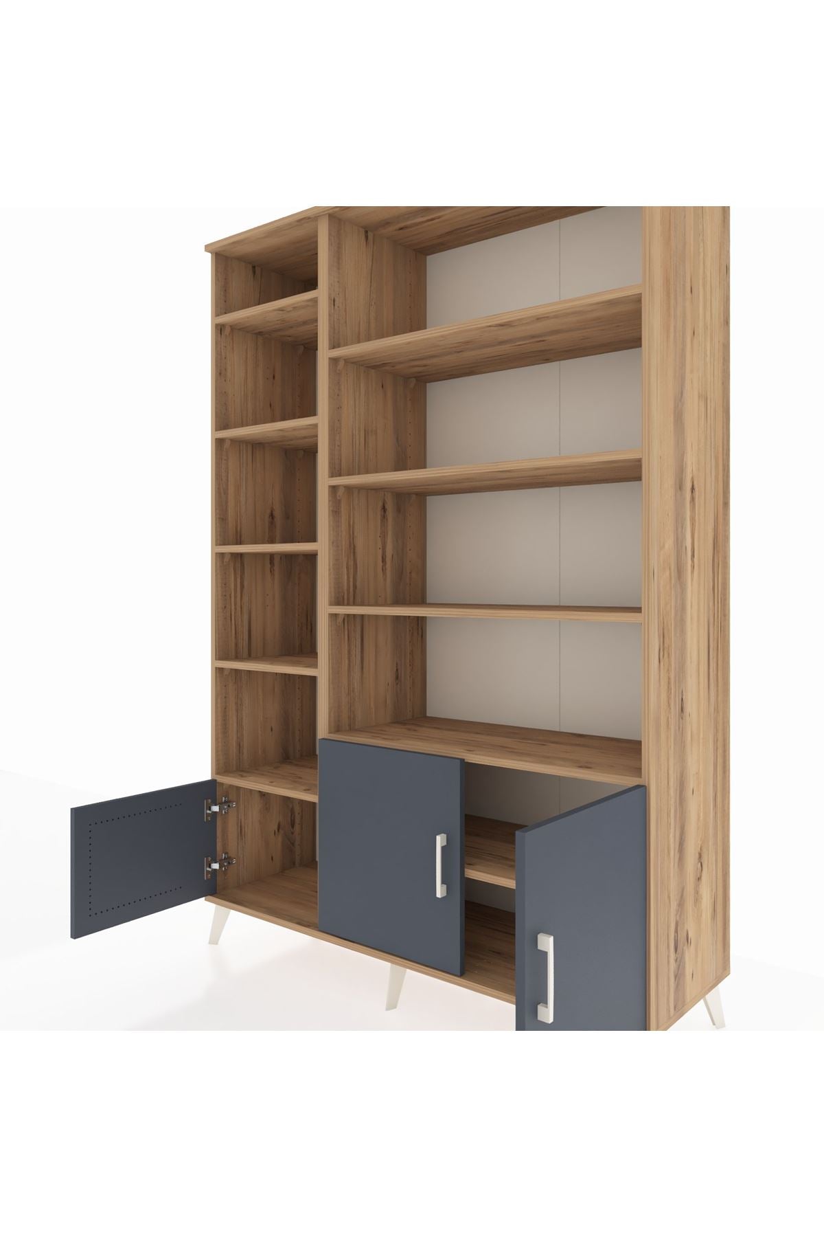 Hyperion Dolap 10 Raflı 3 Kapaklı 132x44x195 Çam-Antrasit/Çam