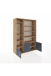 Hyperion Dolap 10 Raflı 3 Kapaklı 132x44x195 Çam-Antrasit/Çam