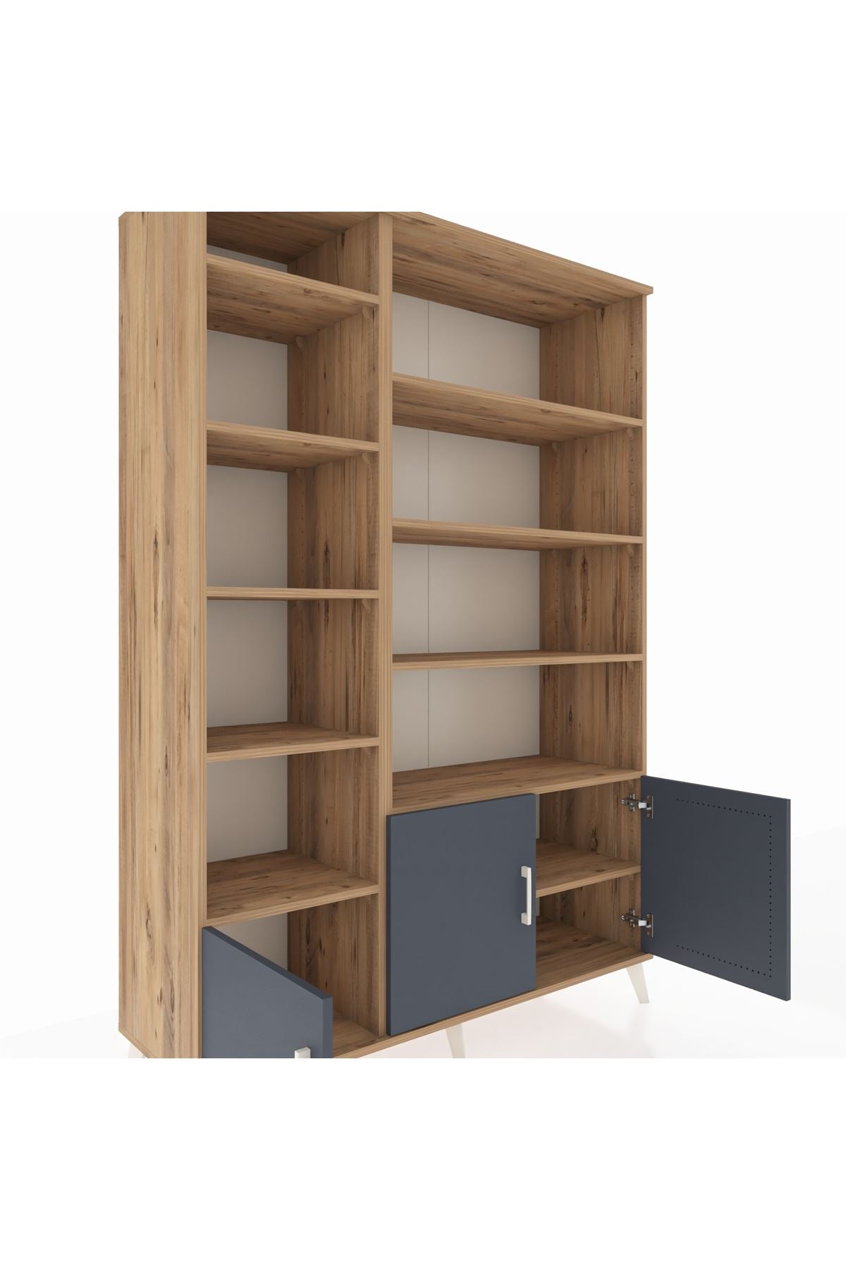 Hyperion Dolap 10 Raflı 3 Kapaklı 132x44x195 Çam-Antrasit/Çam