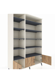 Hyperion Dolap 10 Raflı 3 Kapaklı 132x44x195 Aytaşı-Çam/Antrasit