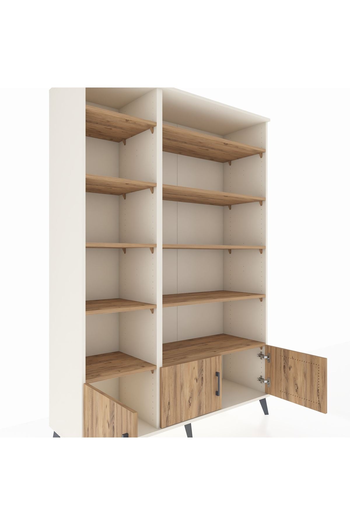 Hyperion Dolap 10 Raflı 3 Kapaklı 132x44x195 Aytaşı-Çam/Çam