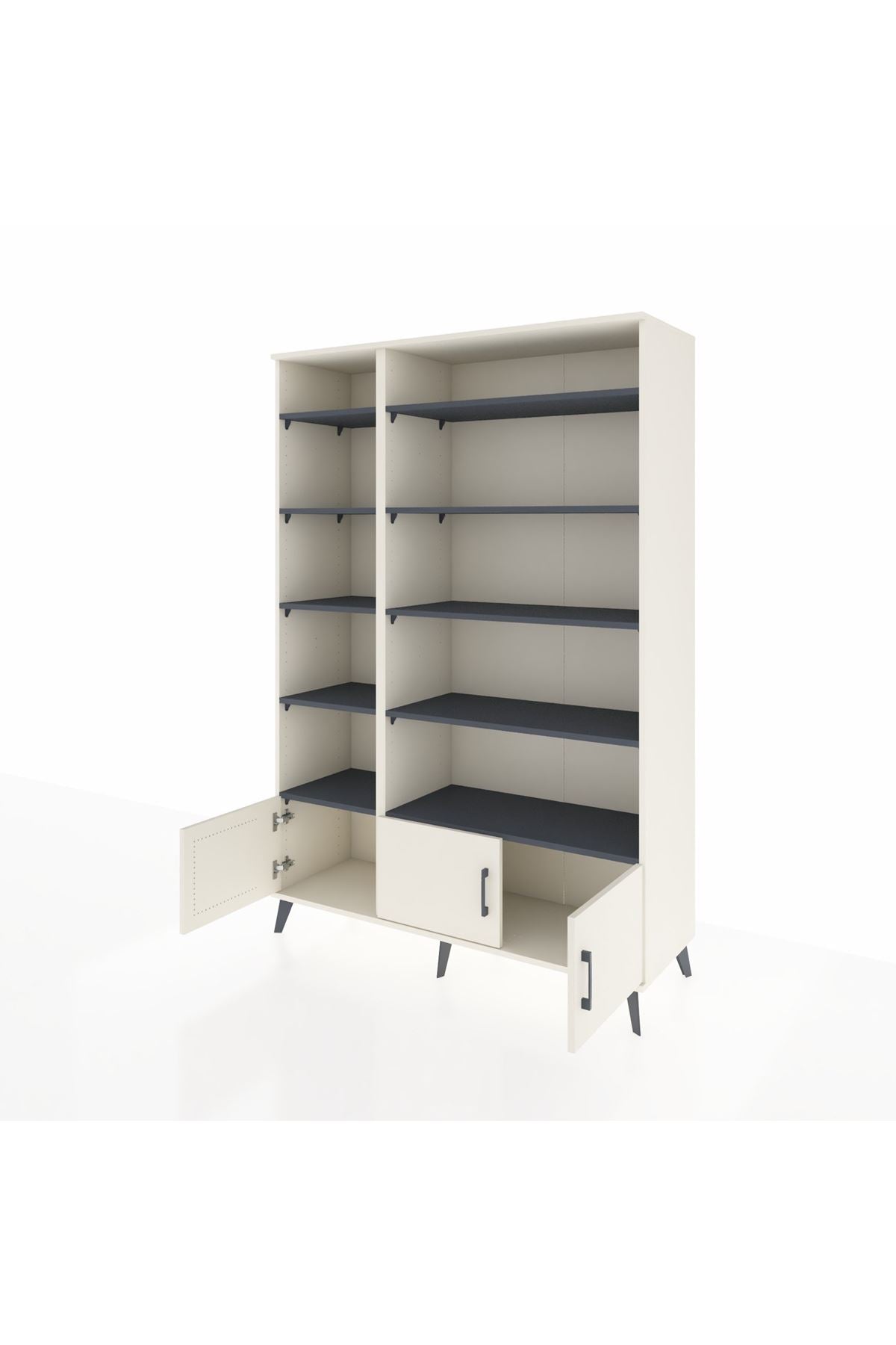 Hyperion Dolap 10 Raflı 3 Kapaklı 132x44x195 Aytaşı-Aytaşı/Antrasit