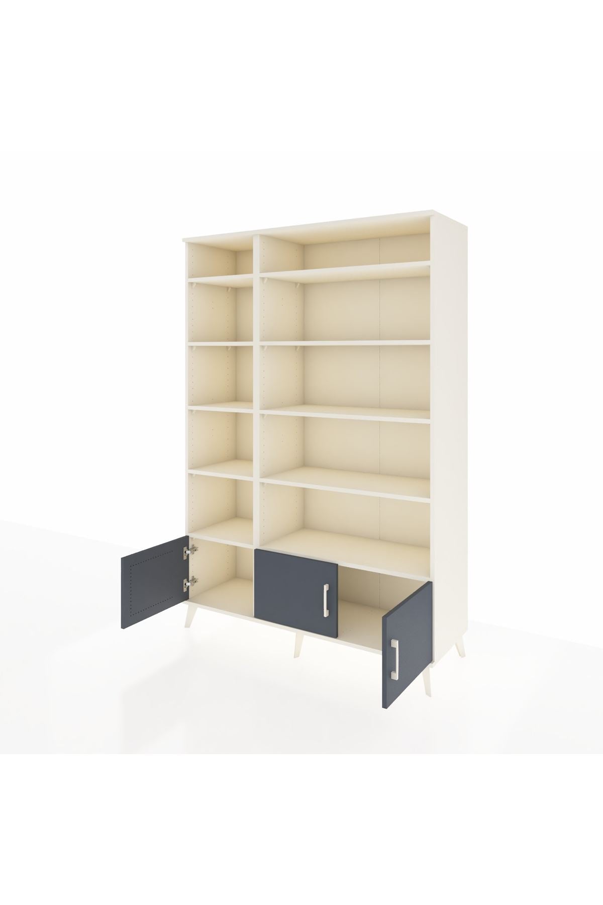 Hyperion Dolap 10 Raflı 3 Kapaklı 132x44x195 Aytaşı-Antrasit/Aytaşı