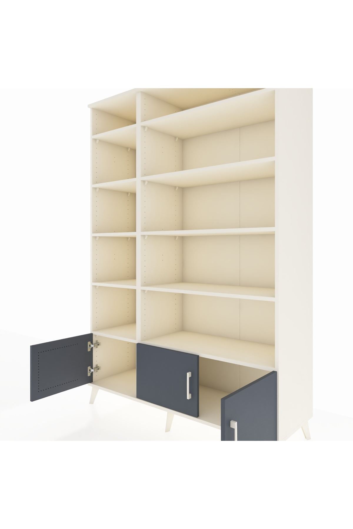 Hyperion Dolap 10 Raflı 3 Kapaklı 132x44x195 Aytaşı-Antrasit/Aytaşı