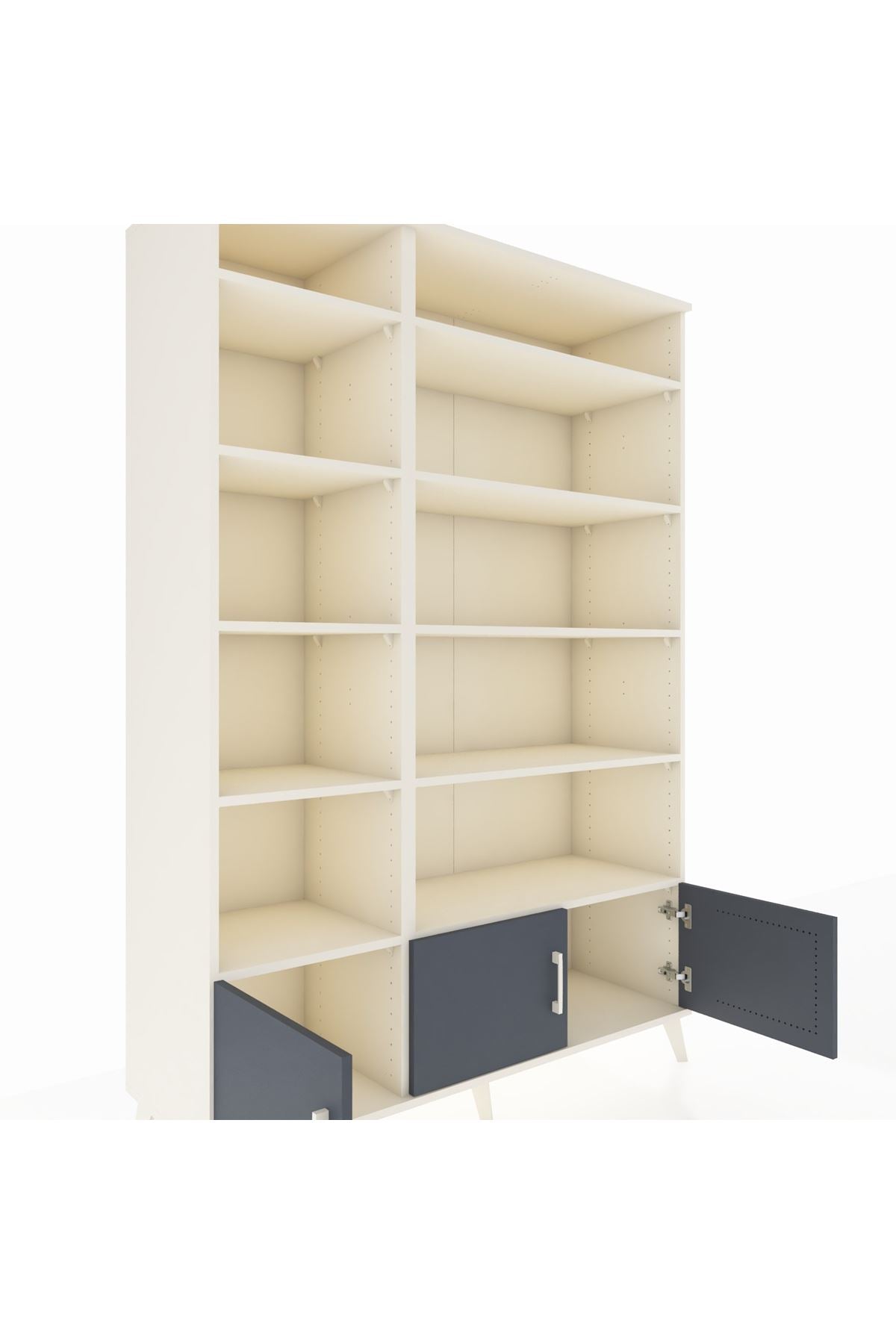 Hyperion Dolap 10 Raflı 3 Kapaklı 132x44x195 Aytaşı-Antrasit/Aytaşı