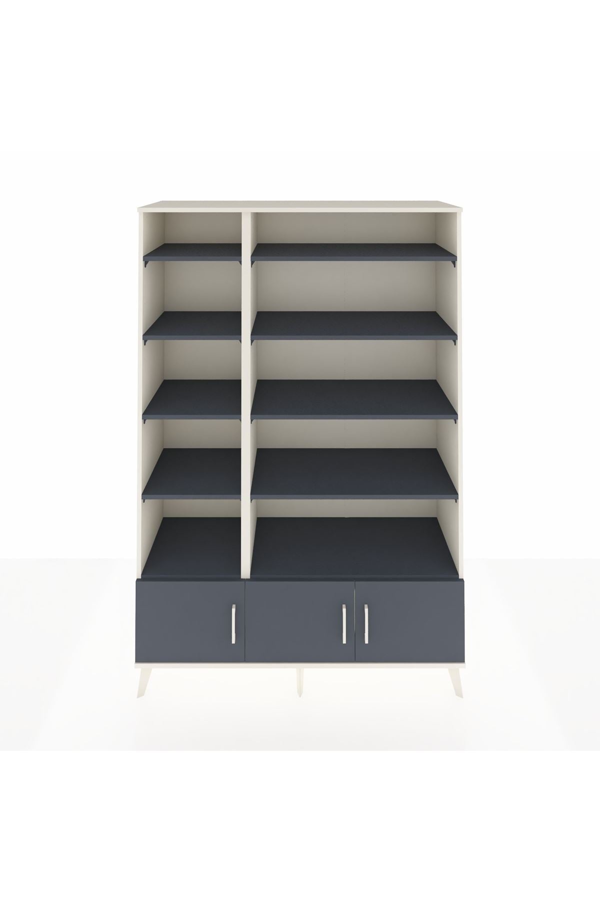 Hyperion Dolap 10 Raflı 3 Kapaklı 132x44x195 Aytaşı-Antrasit/Antrasit