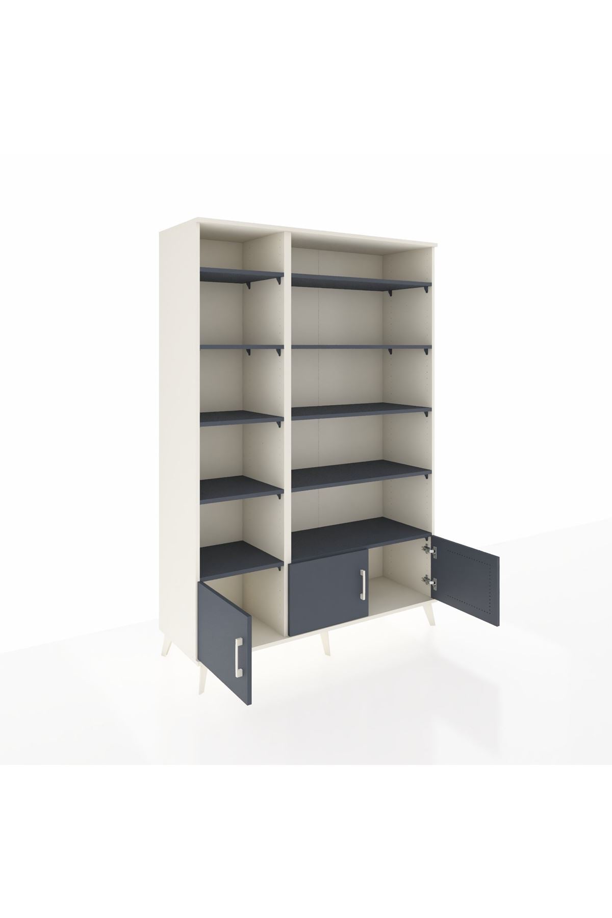 Hyperion Dolap 10 Raflı 3 Kapaklı 132x44x195 Aytaşı-Antrasit/Antrasit