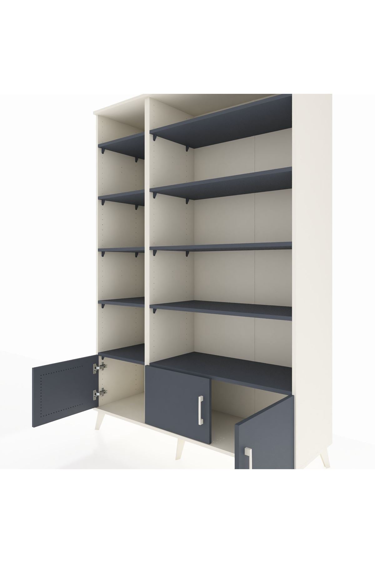 Hyperion Dolap 10 Raflı 3 Kapaklı 132x44x195 Aytaşı-Antrasit/Antrasit