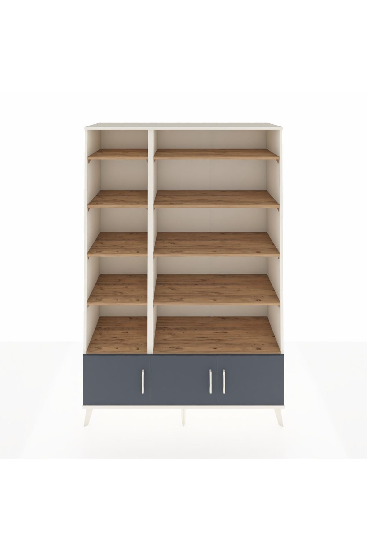 Hyperion Dolap 10 Raflı 3 Kapaklı 132x44x195 Aytaşı-Antrasit/Çam