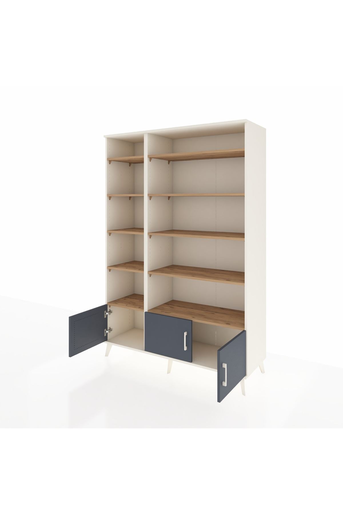 Hyperion Dolap 10 Raflı 3 Kapaklı 132x44x195 Aytaşı-Antrasit/Çam