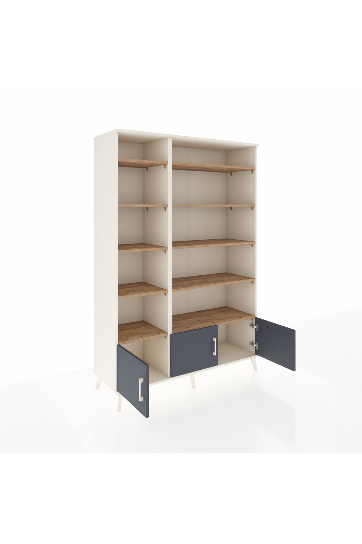 Hyperion Dolap 10 Raflı 3 Kapaklı 132x44x195 Aytaşı-Antrasit/Çam